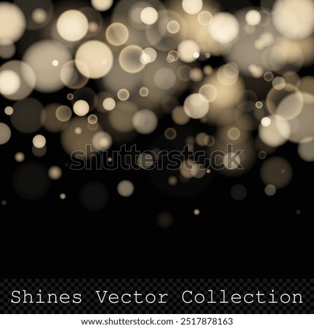 Gold bokeh lights on transparent background, vector design element with trendy colors, easy to edit, perfect ror holidays