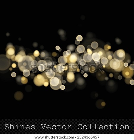 Gold bokeh lights on transparent background, vector design element with trendy colors, easy to edit, perfect ror holidays