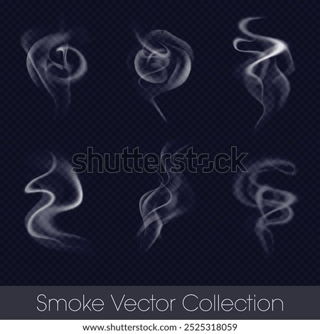 Vectors swirling wisps, dense plumes, and delicate trails of vapor, ideal for backgrounds, overlays and creative projects, suitable for use in advertising, web design, and print materials