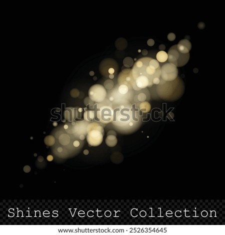 Gold bokeh lights on transparent background, vector design element with trendy colors, easy to edit, perfect ror holidays