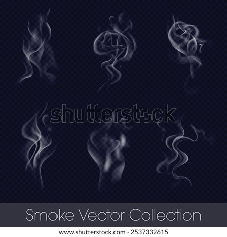 Vectors swirling wisps, dense plumes, and delicate trails of vapor, ideal for backgrounds, overlays and creative projects, suitable for use in advertising, web design, and print materials