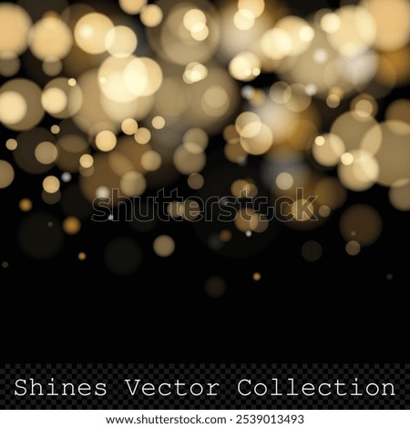 Gold bokeh lights on transparent background, vector design element with trendy colors, easy to edit, perfect ror holidays