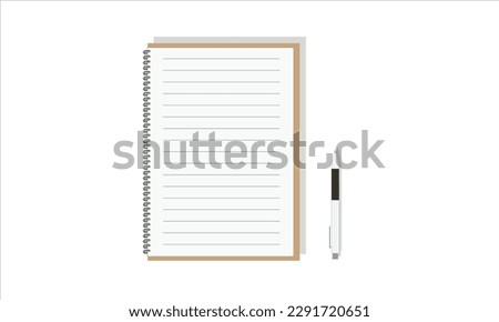 notebook with pencil, ball pen and notepad