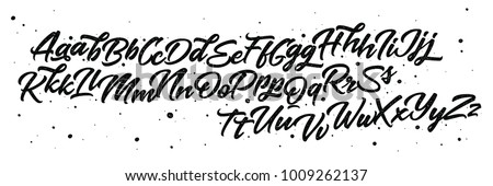 Hand drawn typeface set isolated on white. Brush painted characters: lowercase and uppercase. Vector logo font. Typography alphabet for your designs: logo, typeface, card, wedding invitation. 