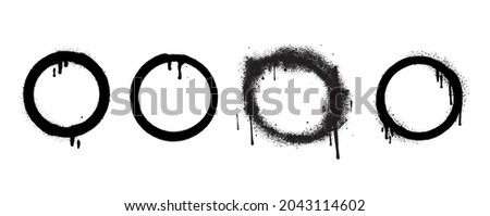 Vector Graffiti Circle Spray Design Elements in Black isolated on White Background. Sprayed Design Elements. Spray Paint Ring. Street style. Round Logo. Grunge Illustration.