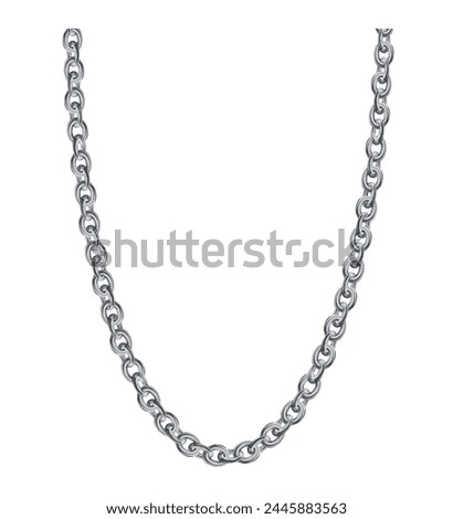 Silver chains collection, vector cartoon illustration of jewelry iron chains isolated on white background. 3d realistic stainless steel chrome chain set. 