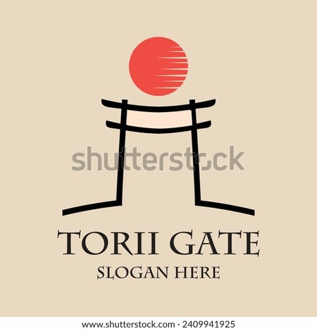 Torii gate logo design simple concept Premium 