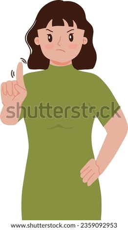 Portrait woman gesturing no sign or stop sign with a finger illustration