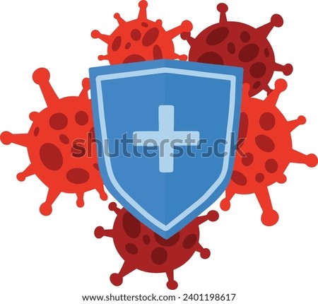 Vector of viruses virus block by immune system antibody illustration