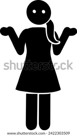 A woman poses with a shrug indicating she doesn't know vector illustration