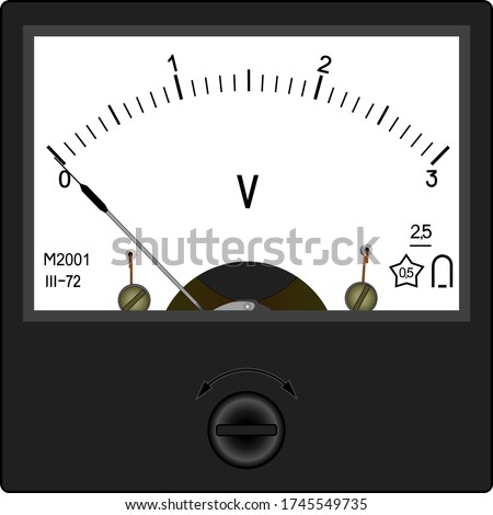 A square black voltmeter M2001 (year 1972) for 3 volt of direct current