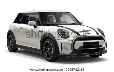 funny mini realistic sedan coupe sport colour white black elegant new 3d car icon logo urban electric s power style model cute  business work modern art design vector template isolated background