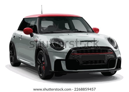 funny mini realistic sedan coupe sport colour white red elegant new 3d car icon logo urban electric s power style model cute  business work modern art design vector template isolated background