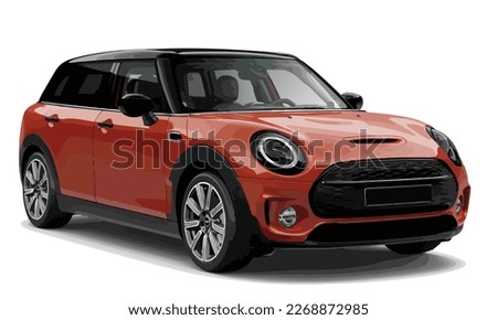 funny mini realistic sedan coupe sport colour red black elegant new 3d car icon logo urban electric s power style model cute  business work modern art design vector template isolated background