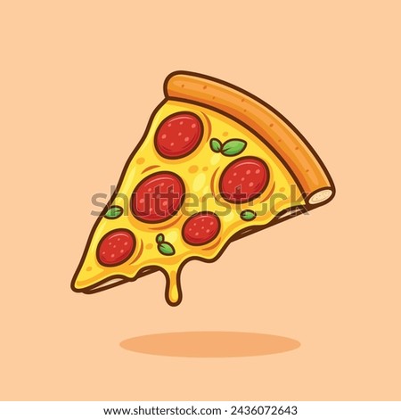 Cute slice pizza melted cheese melting cheese pizza cartoon style vector design illustration