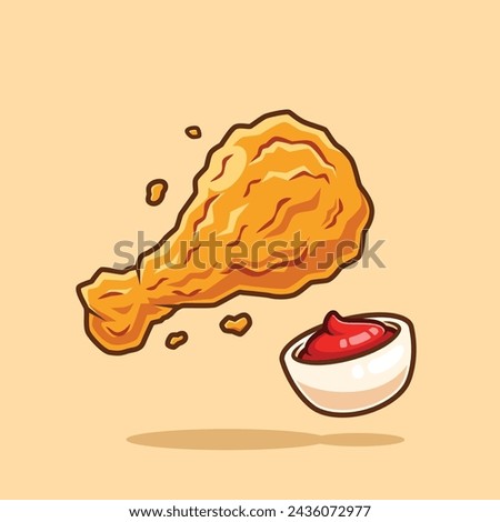 fried chicken chicken drum stick with sauce cartoon style vector illustration