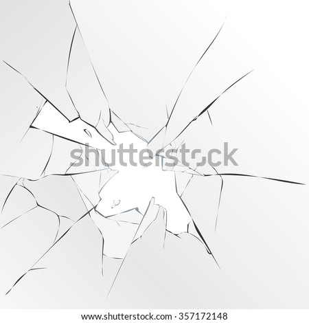 Broken glass on a white background, vector