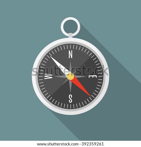 Isolated flat silver compass with shadow. compass traveler. compass icon. modern compass design. compass sign, vector compass object illustration. compass isolated. compass object. compass minimalism