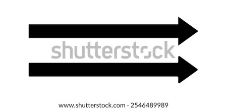 Straight pointed black flat arrow icon vector illustration. Black arrow pointing to the right. Arrow shape element