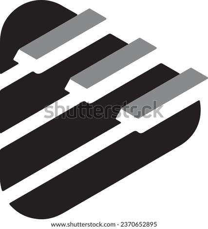 vector illustration multimedia player button play with piano keys black gray white