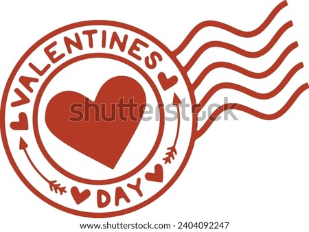vector illustration postage stamp stamp seal heart Happy Valentine's Day