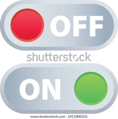 On and Off Toggle Switch Buttons. Green and Red