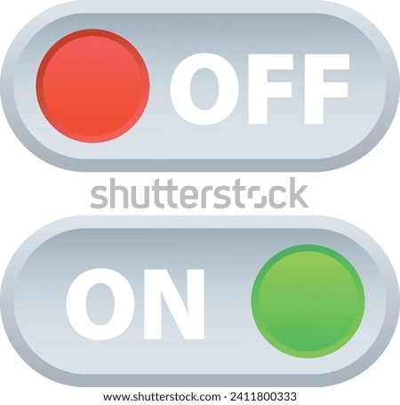 On and Off Toggle Switch Buttons. Green and Red