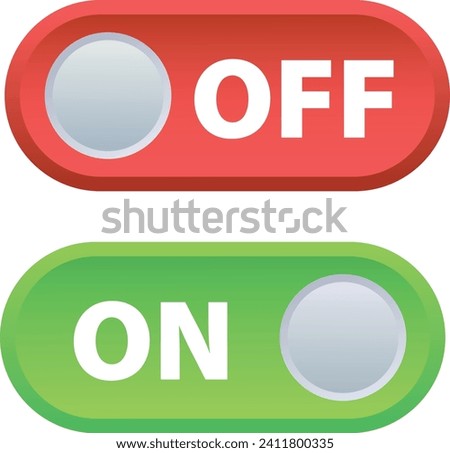 On and Off Toggle Switch Buttons in Green and Red
