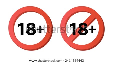 Censored 18 plus sign. Age restrictions censorship