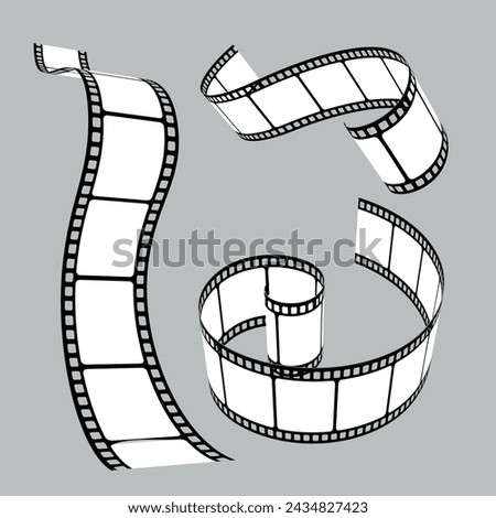 Film strip roll set. Vector isolated illustration