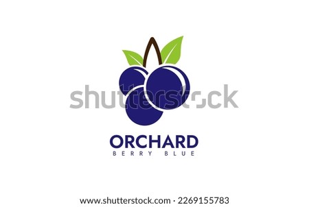 Blueberry Orchard Logo Design. Modern Simple Blueberry Logo Vector