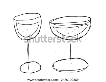 Outline illustration vector image of a cocktail glass.
Hand drawn artwork of a wine glass.
Simple cute original logo.
Hand drawn vector illustration for posters.