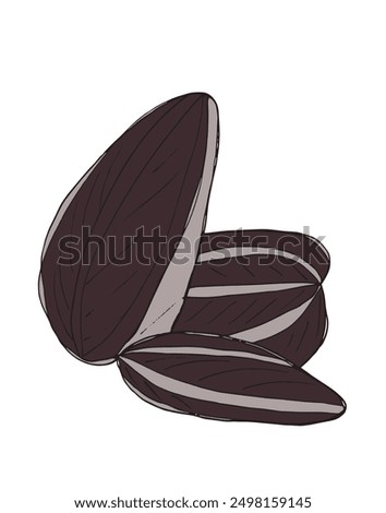 Outline illustration vector image of a sunflower seed.
Hand drawn artwork of a sunflower seeds.
Simple cute original logo.
Hand drawn vector illustration for posters.