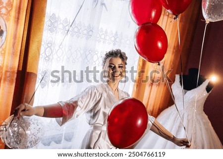 Similar – Image, Stock Photo Black woman scattering confetti on street