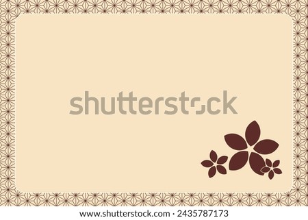 Traditional Japanese Asanoha pattern with floral design, Good for a message card
