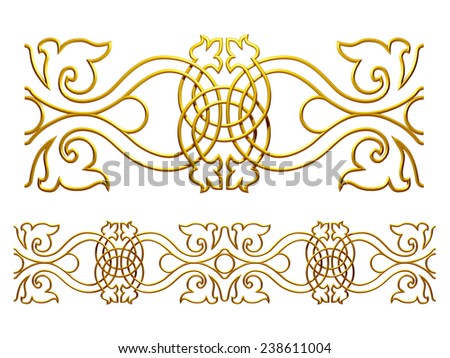 ornamental Segment for a frieze, border or frame. This complements my ninety degree angle items for a circle or corner.