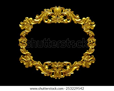 golden frame with baroque ornaments for pictures or mirror