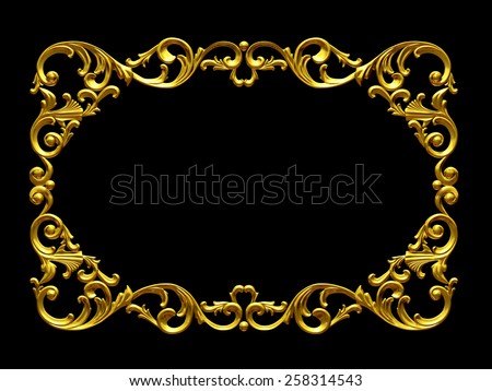 frame with baroque ornaments in gold