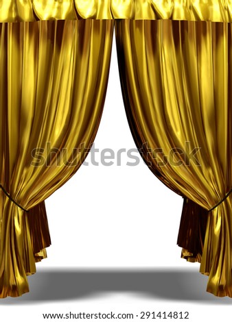 golden open curtain