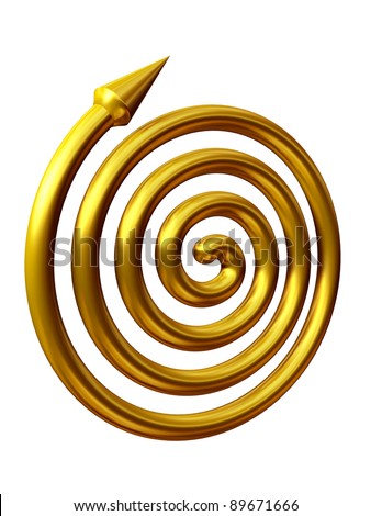 Archimedean spiral, geometric curve in gold