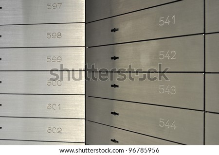 Deposit boxes in a bank vault