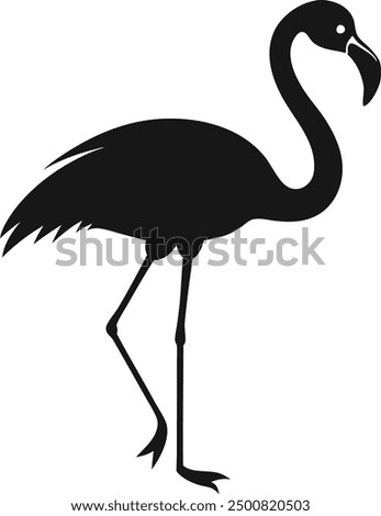 Black silhouette flamingo logo vector, flamingo silhouette on a white background, Flamingo flat icon. vector illustration