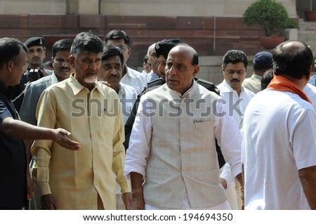 NEW DELHI-MAY 20:  BJP leaders and its allies coming out of  Rashtrapati Bhavan to attend a  press conference on May 20, 2014 in New Delhi , India.