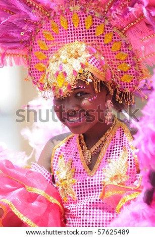TORONTO - JULY 17: A leader of a masquerade band during the Junior Caribana Parade on July 17, 2010 in Toronto.