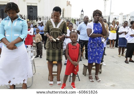 PORT-AU-PRINCE - AUGUST 22: People of all ages gathered to do their religious activities , in Port-Au-Prince, Haiti on August 22, 2010.