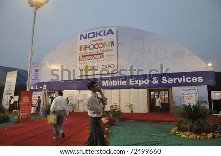 KOLKATA- FEBRUARY 20: A view of the exhibition place  during the Information and Communication Technology (ICT) conference and exhibition in Kolkata, India on February 20, 2011.