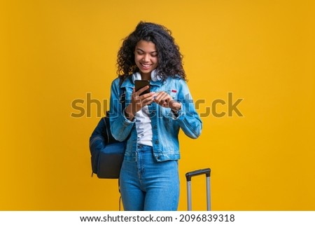 Similar – Image, Stock Photo Happy Afro Woman Using Phone