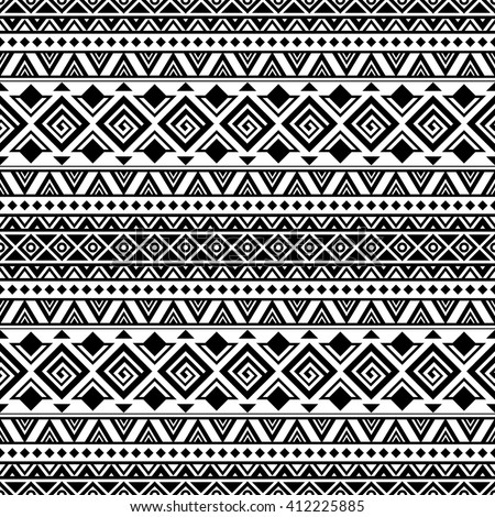 Black And White Aztec Seamless Pattern. Boho Design. Aztec Stylized ...