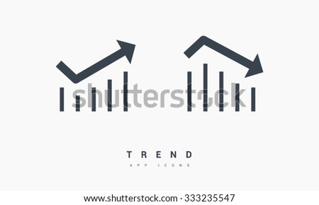 Business graph Icon Isolated on White Background. Trend with arrow going up. Vector icons for video, sites and print projects. Line vector icon for websites and mobile minimalistic flat design.