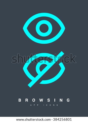 an eye isolated minimal flat linear icon. Browsing line vector icon for websites and mobile minimalistic flat design.